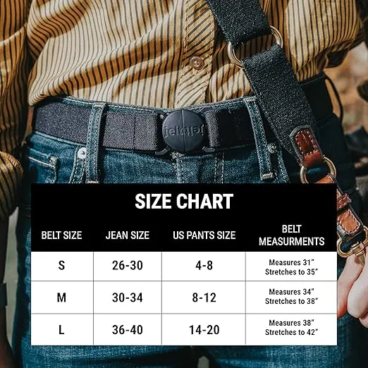 Jelt Original Sized to Fit Elastic Belts for Men and Women, Non-Slip Stretch Belt, Stretchable Fabric Belts for Women and Men