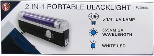 Treasure Gurus 2-In-1 Portable LED Flashlight 365nM UV Ultraviolet Black Light Travel Blacklight Pet Urine Detector