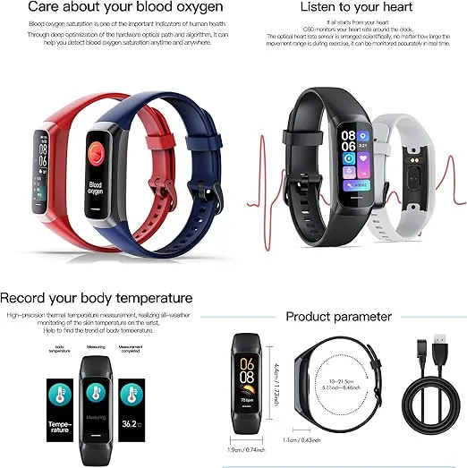 Smart Watch Fitness Tracker with Heart Rate Monitor, Step Counter, Sleep Monitor, Calorie Tracking, 1.1" AMOLED 3ATM Activity Tracker, Waterproof Step Tracker for Android iPhones Women Men (Black)