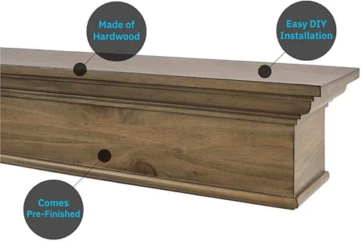 MANTELSDIRECT 60 Inch Floating Fireplace Mantel Wood Shelf in Vintage Ash - Bellamy from Mantels Direct | Wooden Rustic Wall Shelf Perfect for Décor and Electric Fireplaces