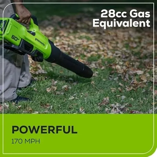 Greenworks Pro 60-Volt Max Lithium Ion 750-CFM 170-MPH Brushless Cordless Electric Leaf Blower; Battery and Charger Not Included, Black
