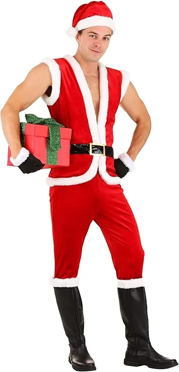 Sexy Santa Claus Costume for Men, Sexy Santa Outfit, Red Santa Suit for Christmas, Halloween or Holiday Parties