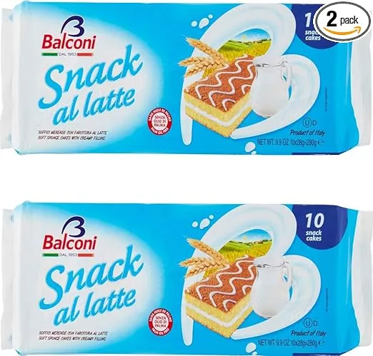 Balconi "Snack al Latte" Milk Sponge Cakes 280g / 9.9oz, pack of 2