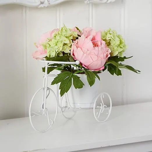 Nearly Natural Peony & Hydrangea Tricycle Silk Flower Arrangement