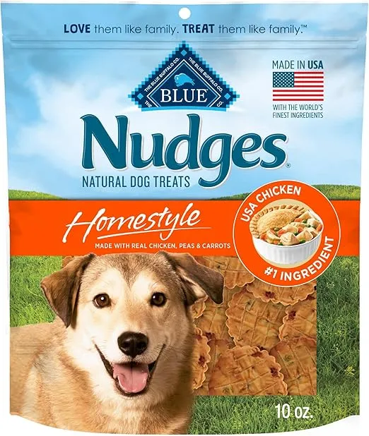 Blue Buffalo Nudges Homestyle Natural Dog Treats Made with Real Chicken, Made in the USA, Chicken, 10-oz Bag