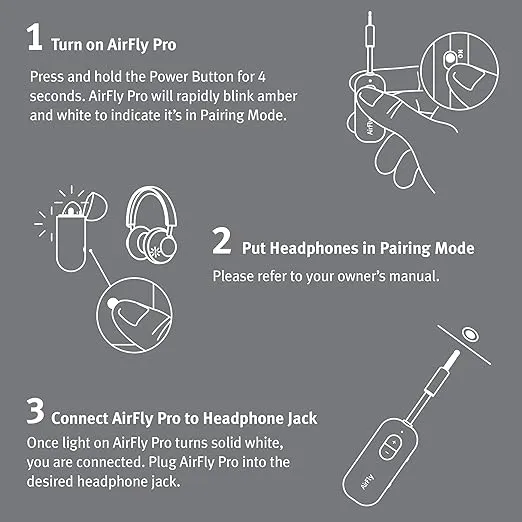 Twelve South AirFly Pro Bluetooth 5.0 Transmitter/Receiver for TV/Airplane to 2 Wireless Headphones – Wireless Adapter for AirPods, Airplane, Car, Gym, Home, Use with Any 3.5 mm Audio Jack, White