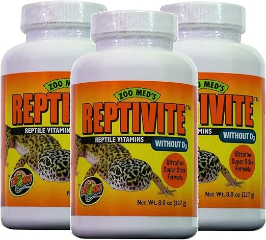 Zoo Med Reptivite Reptile Vitamins Without D3 8 oz - Pack of 3