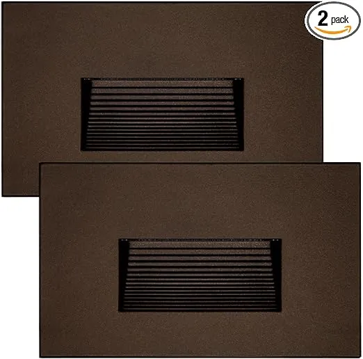 Maxxima Horizontal LED Step Light, Indoor/Outdoor Stair Light, 3 CCT Color Selectable 3000K, 4000K, 5000K, 50 Lumens, Oil Rubbed Bronze, 2-Pack