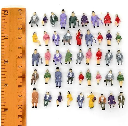50pcs 1:87 Sitting Pose Model People HO Scale Hand Painted Model Train Park Street Passenger People Figures
