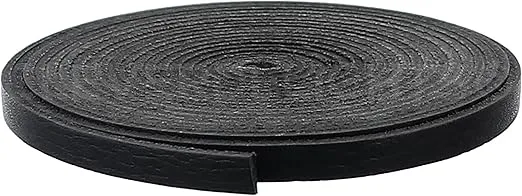 CleverDelights Black 1/4" Leather Flat Cord - 10 Feet - 6.3mm Genuine Leather Strap