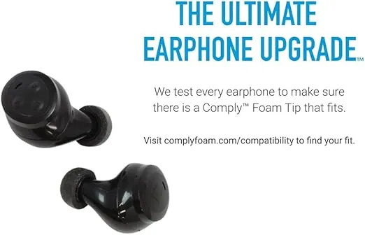 COMPLY TrueGrip Pro TW-200-A Replacement Earbud Tips Compatible with Anker Soundcore Liberty Air 1, 2, Life P2, Earfun Air Pro, Skullcandy Indy Sesh Sesh Evo Earphones, and More (Large, 3 Pairs),Black