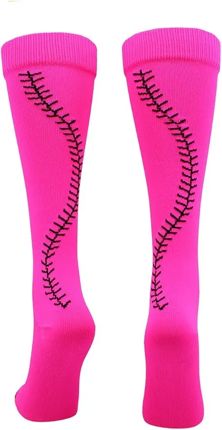 MadSportsStuff Softball Socks with Stitches for Girls and Women Youth and Adult Sizes in Over the Calf Length Kids