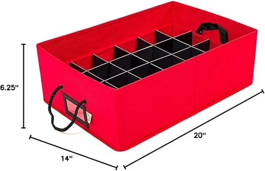 Santa's Bags [Christmas Ornament Storage Box with Dividers] - (Holds 48 Ornaments up to 3 Inches in Diameter) | Acid-Free Removable Trays with Separators | 2 Removable Trays