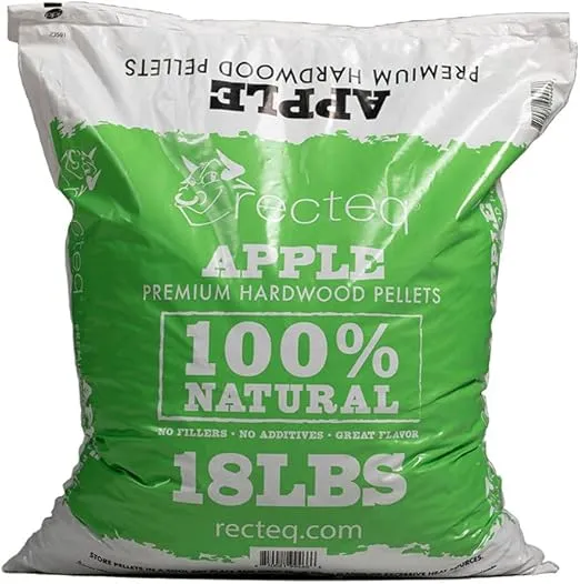 recteq Apple Hardwood Grilling Cooking Pellet Barbecue BBQ Grill Smoker Blend, 18 Pound Bag