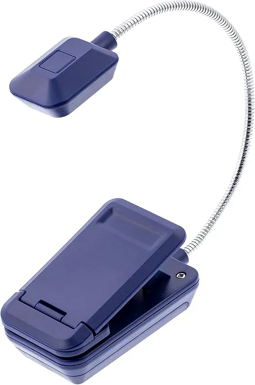 WITHit Quad Clip On Book Light – Navy – LED Reading Light with Clip for Books and eBooks, Dimmable Brightness, Portable & Lightweight Bookmark Light for Adults, Batteries Included
