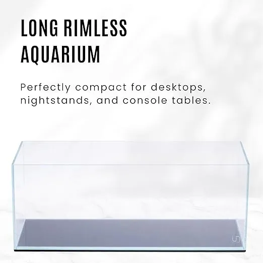 Ultum Nature Systems Ultra Clear Rimless Aquarium - Low Iron Glass Fish Tank with 45° Mitered Edges, 5mm-15mm Thick, Leveling Mat Included - 45L, 5mm Glass (17.71x6.69x6.69IN | 45x17x17CM)