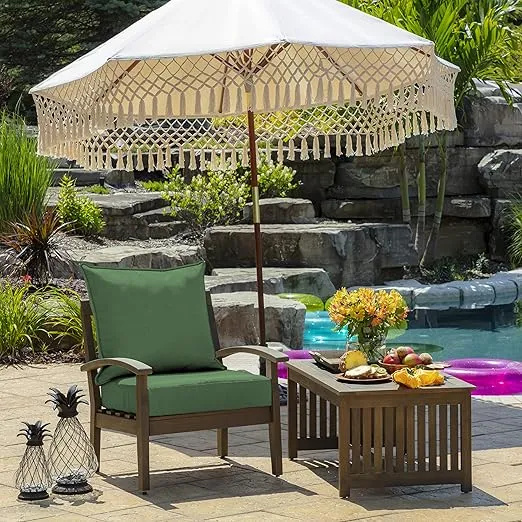 Arden Selections Outdoor Deep Seat Set, 24 x 24, Rain-Proof, Fade Resistant, Deep Seat Bottom and Back Cushion 24 x 24, Moss Green Leala