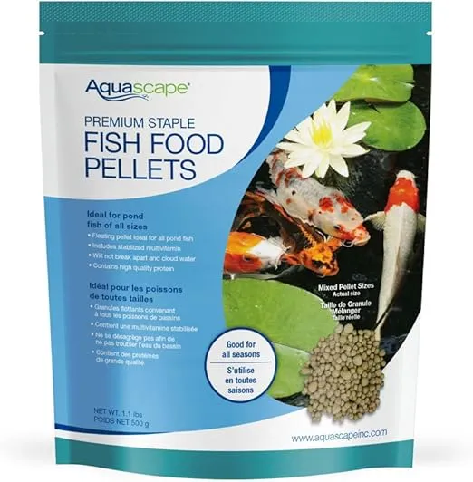 Aquascape Premium Staple Pond and Koi Fish Food, Mixed Pellet Size, 1.1 Pounds | 81050