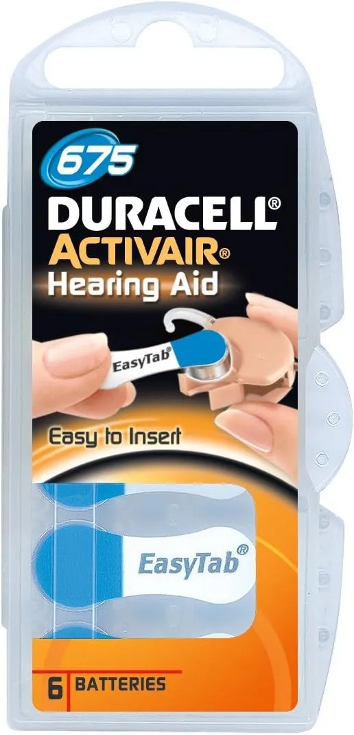 Duracell Hearing Aid Batteries Size: 675 (6 Batteries)