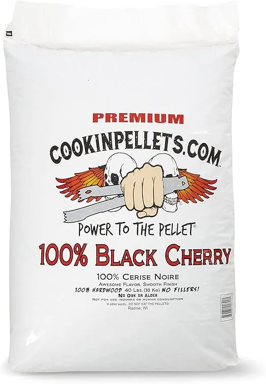 CookinPellets 40 Lb Perfect Mix Hickory, Cherry, Hard Maple, Apple Wood Pellets Bundle with CookinPellets Black Cherry Smoker Smoking Hardwood Wood Pellets, 40 Pound Bag