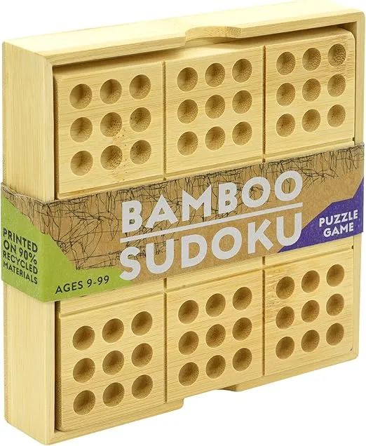 Project Genius Ecologicals Bamboo Sudoku, Eco Friendly Puzzles, Bamboo Puzzles, Includes Numbered pegs for Game Board and Sudoku Booklet with 30 Puzzles
