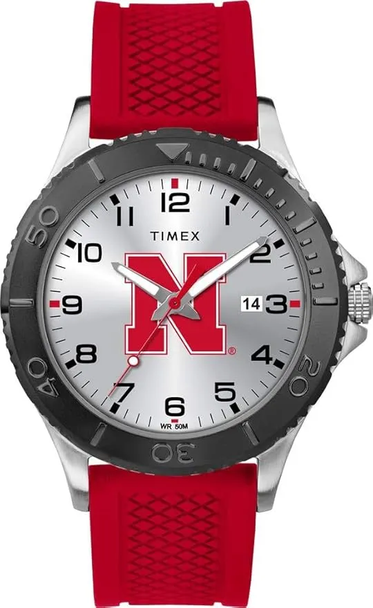 Timex Tribute Men's Collegiate Gamer 42mm Watch – Nebraska Cornhuskers with Red Silicone Strap