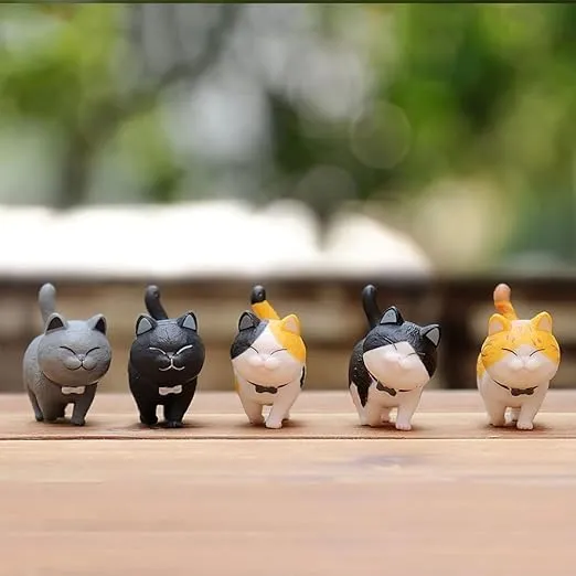 9 Pcs Cat Figure Miniature Mini Cat Figurines Kitty Figures Toy Set for Crafts,Cake Topper,Easter Eggs,Desk Decoration,Succulent Plant Pot Decoration and Birthday Gift