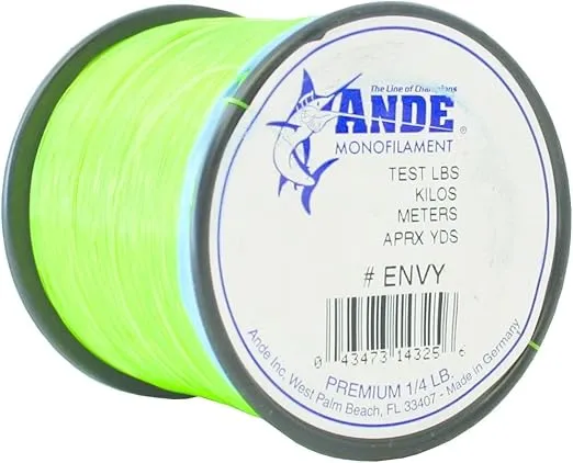 Ande A14-50GE Premium Monofilament, 1/4-Pound Spool, 50-Pound Test, Bright Green Finish