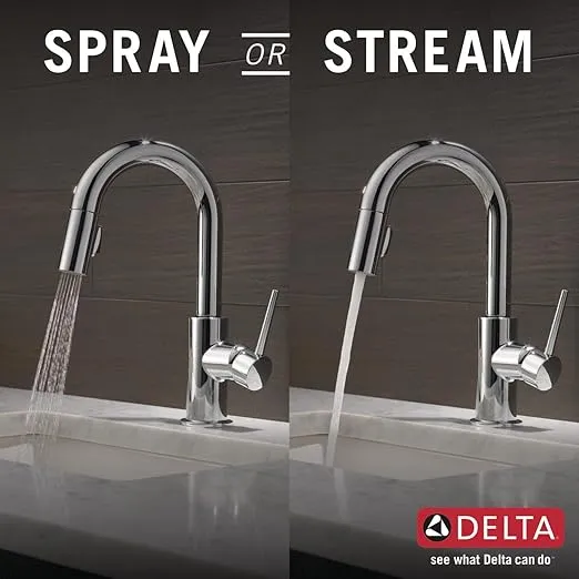 Delta Faucet Trinsic Chrome Bar Faucet with Pull Down Sprayer, Chrome Bar Sink Faucet Single Hole, Wet Bar Faucets Single Hole, Prep Sink Faucet, Faucet for Bar Sink, Chrome 9959-DST