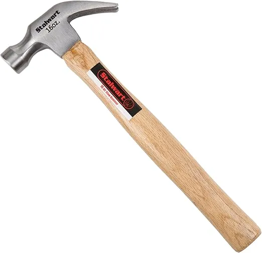 16-Ounce Claw Hammer - Basic Hand Tool for DIY and Woodworking with Natural Wood Anti-Vibration Handle and Drop-Forged Steel Head by Stalwart