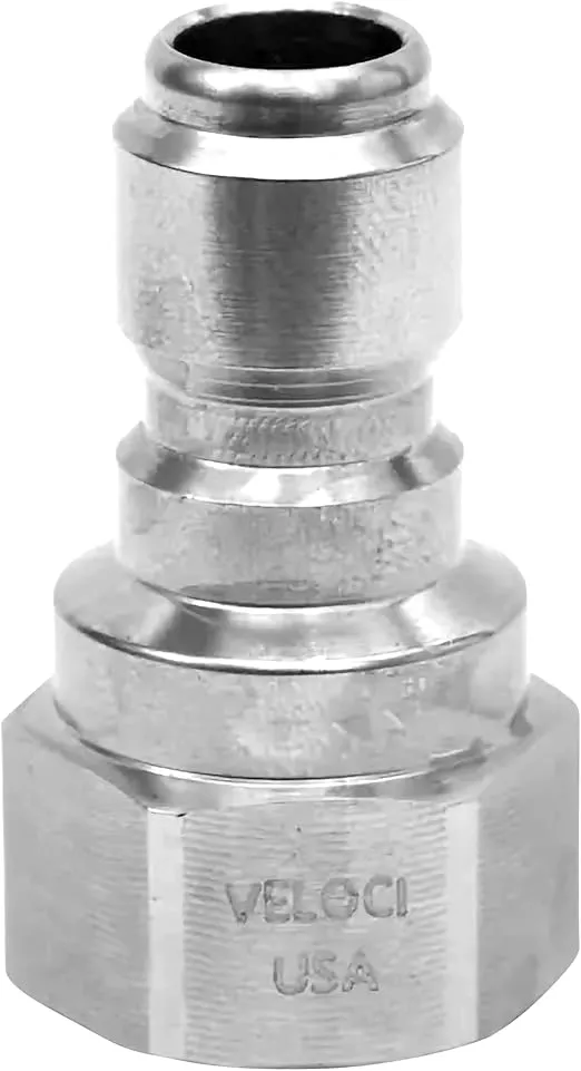 Veloci Prima 3/8" Stainless Steel Female NPT Quick Coupler Plug for Pressure Washer Attachments 3/8" Hoses and Spray Guns, Quick Disconnect Fittings, Made in the USA