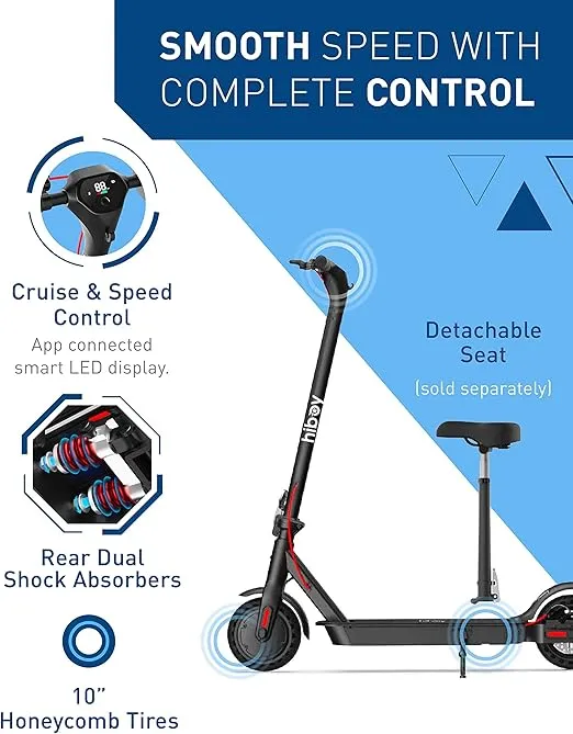 Hiboy KS4 Pro Electric Scooter, Powerful 500W Motor, 10" Tires, 19 MPH Top Speed, Long Range Up to 25 Miles, Foldable Commuter Electric Scooter for Adults with Dual Braking System and Hiboy APP
