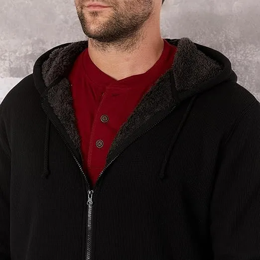Smith's Workwear Men's Sherpa-Bonded Thermal Knit Hooded Jacket