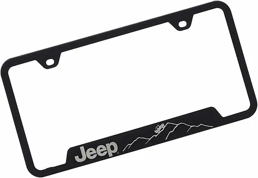 Au-Tomotive Gold, INC. Officially Licensed Laser Etched Rugged Black Cut-Out License Frame for Jeep