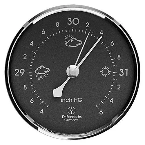 Precision Aneroid Barometer 3.25 inch Diameter Round Dial with Chrome Bezel