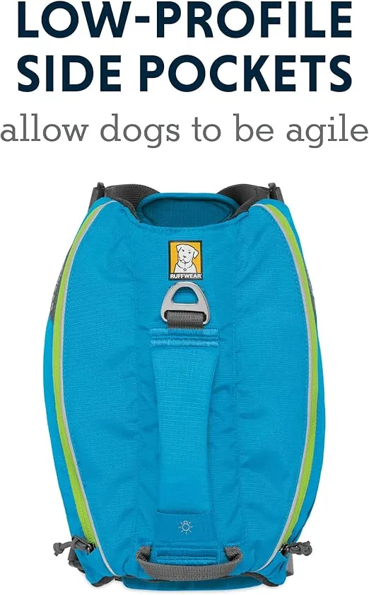 RUFFWEAR Hydration Pack for Dogs, Includes 2 600 ml Water Bottles, Small Breeds, Adjustable Fit, Size: Small, Blue Dusk, Singletrak Pack