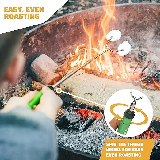 MalloMe Marshmallow Roasting Sticks Smores Kit for Fire Pit Long - Camping Campfire Accessories S'mores Gift Set- Smore Hot Dog Roaster Marshmello Skewers - 34 Inch 4 Pack
