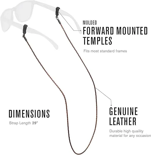Chums Braided Leather Eyewear Retainer - Genuine Leather Eyeglass Chain to Secure Sunglasses
