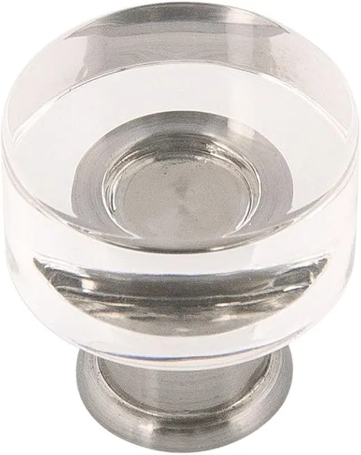 Hickory Hardware 1 Pack Solid Core Kitchen Cabinet Knobs, Luxury Cabinet and Dresser Knobs, Handle Pulls for Doors & Drawers, 1 Inch, Crysacrylic with Satin Nickel, Midway Collection