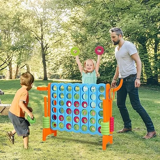AKUSTIK Giant Connect Game Outdoor, 4 in a Row Jumbo 4 to Score Connect Game for Kids Adults Family Party Yard Lawn, Large Connect Game with Quick Release Slider 42 Jumbo Rings