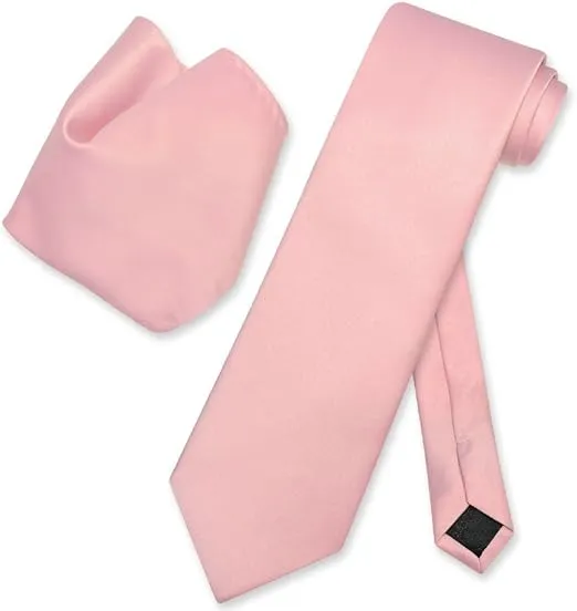Vesuvio Napoli Solid DUSTY PINK Color NeckTie & Handkerchief Men's Neck Tie Set