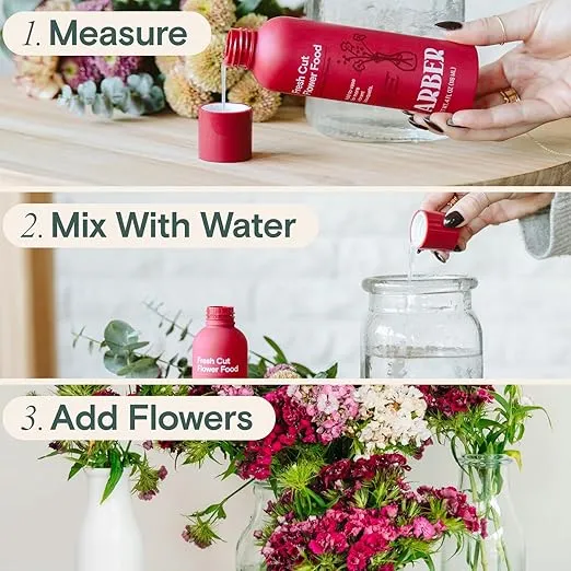 Arber Fresh Cut Flower Food- Easy to Mix for More Vibrant Bouquets and Longer Lasting Blooms - 4fl oz