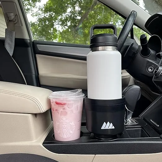 Integral Hydro Expander - Car Cup Holder Expander Organizer with Adjustable Base - Rubber Tabs Hold Most 32 - 40 oz Bottles and Large Cups