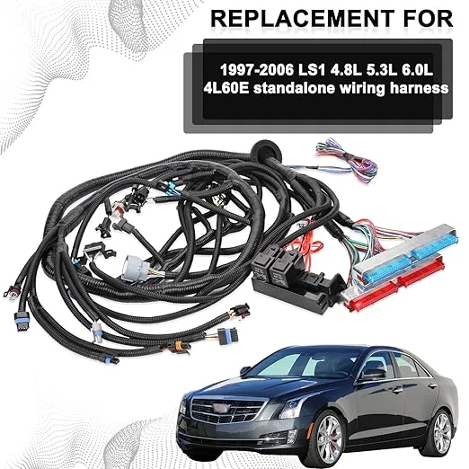 LS Swap Standalone Harness with 4L60E Transmission, Engine Wiring Harness Compatible with 1997-2006 GM DBC LS1 4.8 5.3 6.0 Vortec Engines Drive by Cable 4L60E