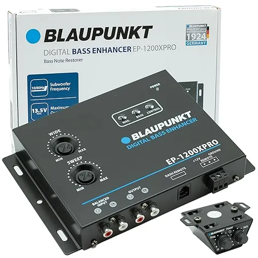 Blaupunkt EP1200X-PRO Bass Processor - Digital Sound Restoration, Maximizer and Reproducer - Car Audio Booster (Black)