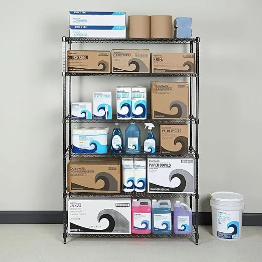 Alera ALESW664818BA NSF Certified 6-Shelf 48 in. x 18 in. x 72 in. Wire Shelving Kit - Black Anthracite