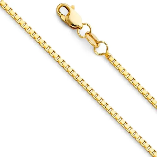 Wellingsale 14K Solid Gold Box Chains (Select Options)