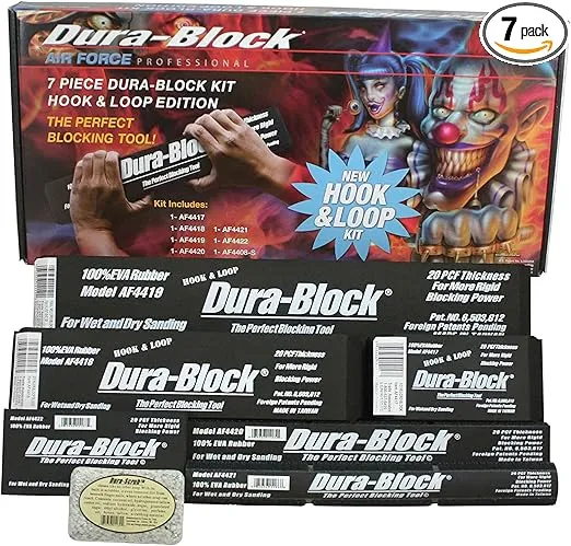 Dura-Block AF44HL Hook & Loop Black 7-Piece Sanding Block Set