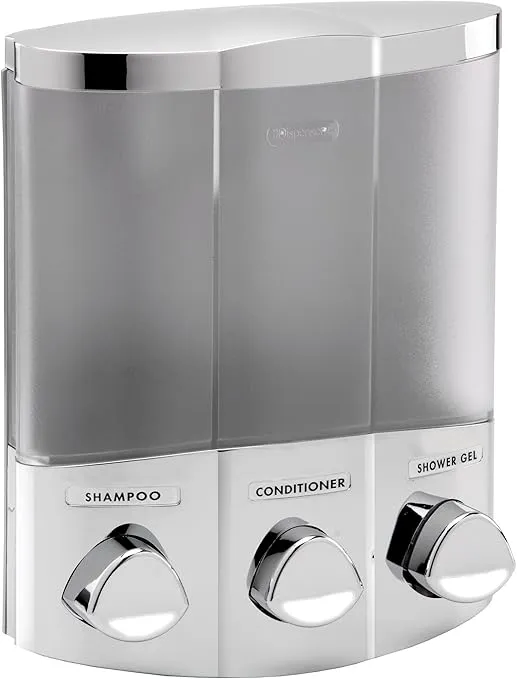 Better Living Products 76344-1 Euro Series TRIO 3-Chamber Soap and Shower Dispenser, Chrome
