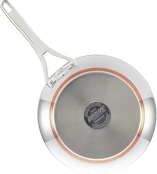 Anolon Nouvelle Stainless Stainless Steel Frying Pan / Fry Pan / Stainless Steel Skillet with Lid - 12 Inch, Silver